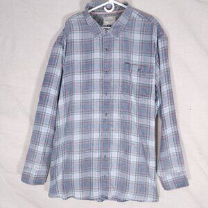 Flag & Anthem Westley Button Shirt Mens 4XLB Plaid Soft Blue Coral Vintage Fit